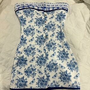 Women's Strapless Mini Dress Floral Print Sleeveless Off Shoulder Short dress